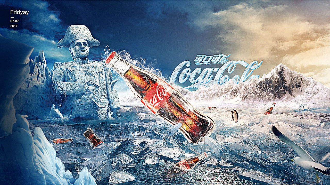 冰雪奇境，畅享可口可乐 冬季主题海报广告设计